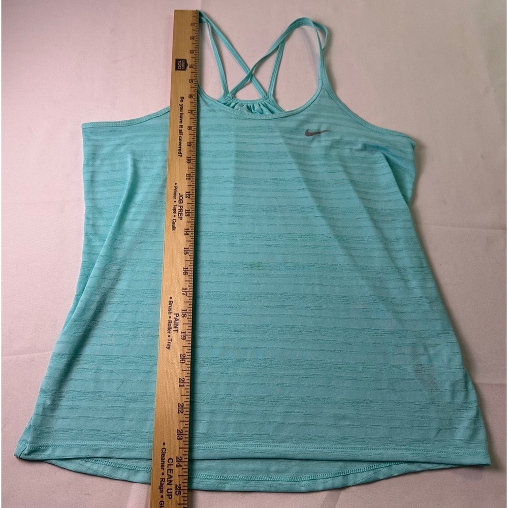 Nike Dri-Fit Tank Top Small Blue Strappy‎ Criss Cross Back Athletic Yoga Running - Picture 8 of 8